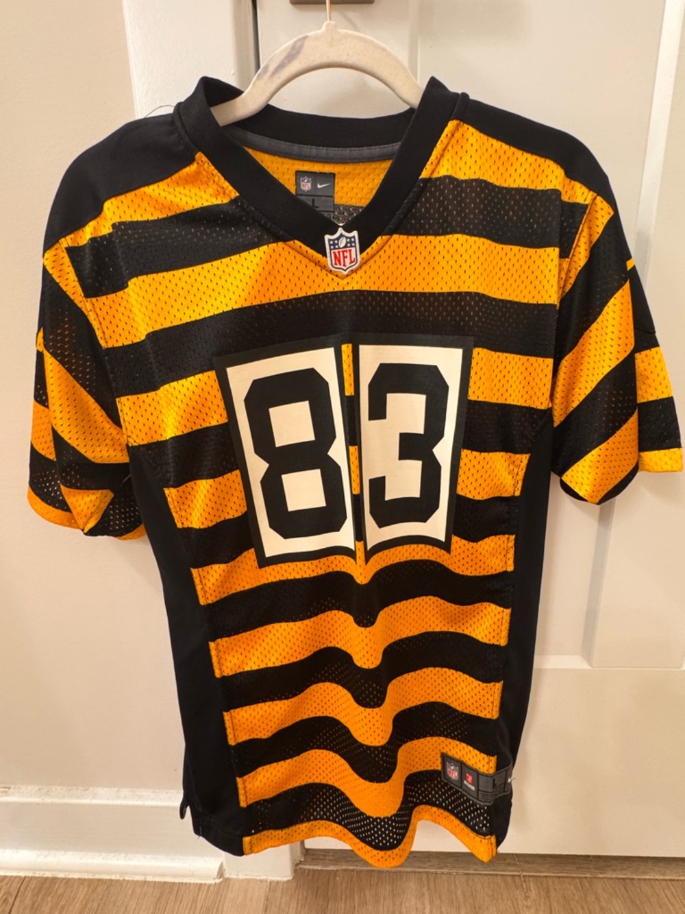 Nike Black & Gold Striped Mesh Football Jersey Steelers number 83 Miller
